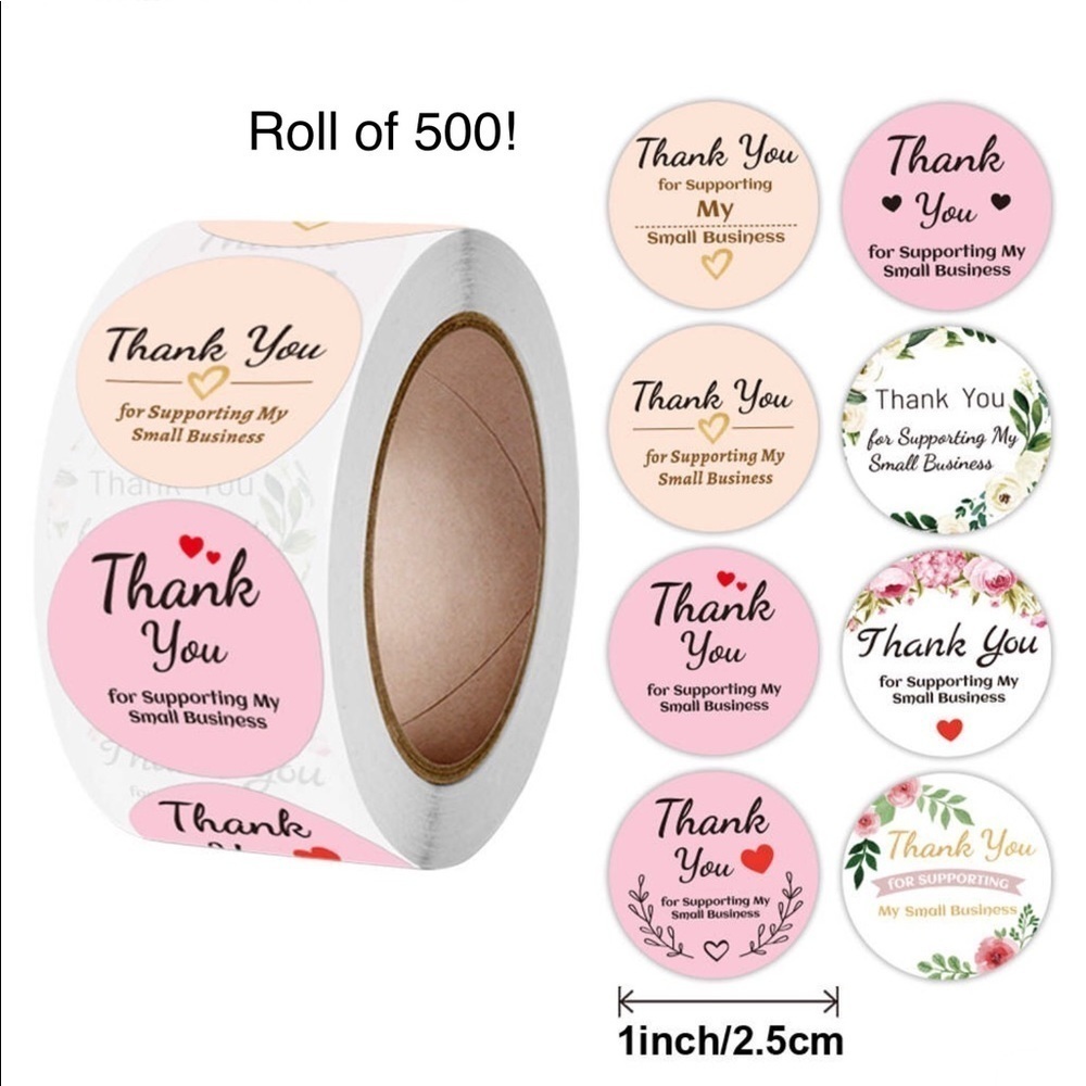 Roll of 500 Thank You Stickers 2.5 cm
